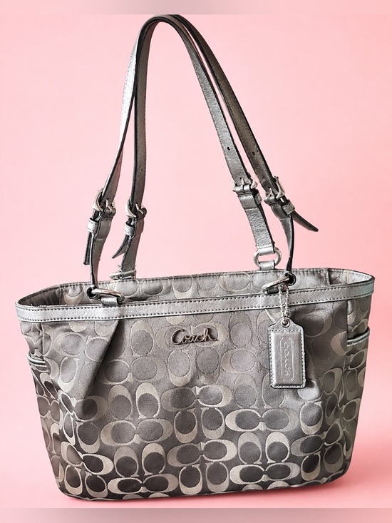 Coach Handbags - ✨AUTHENTIC✨ Coach Signature Monogram Satin Signature Shoulder Bag Gray/Silver